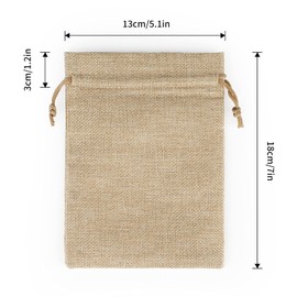 G2PLUS 20 PCS Medium Hessian Bags, 13 x 18 cm Linen Drawstring Bags, Jute Burlap Gift Pouches, Advent Calendar Bags, Reindeer Food Bags for Christmas Gift Bags