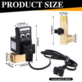 Bonuci Electronic Drain Valve for Air Compressor Ac 110v 1/2" Automatic Timed Water Tank with Braided Steel Hose 1/4 Inch Npt Tank Drain Valve Assembly Kit Elbow Fitting
