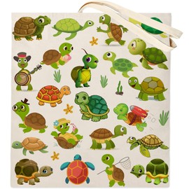 DOOX Turtle Canvas Tote Bag, Reusable - Shopping/Grocery/Beach/Gifts Bag - Birthday & Christmas Turtle Gifts for Women