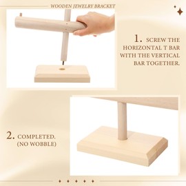 Geelin 4 Tier Bracelet Holder Stand Display Custom Wooden T-bar Bracelets Holder Organizer for Displays, Jewelry Storage Stand Tower for Bangle Scrunchie Necklace and Watches