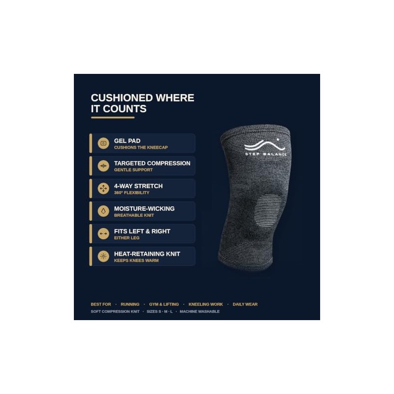 Knee Support Gel Pad, Compression, Sport, Size L