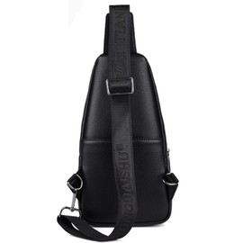 GKE Men's PU Leather Sling Bag Chest Bag Crossbody Bag Shoulder Bags Business Bag Shoulder Bag Backpack Travel Bag Day Packs Leisure Bag for Hiking Cycling Travel, black, shoulder strap