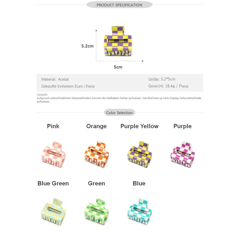 QinGoo Small Orange Chessboard Hair Clip Hair Accessories Hair Clip