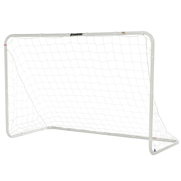 Franklin Sports Competition Soccer Goal - Steel Backyard Soccer Goal with All Weather Net - Includes 6 Ground Stakes - 6'x4' - Silver