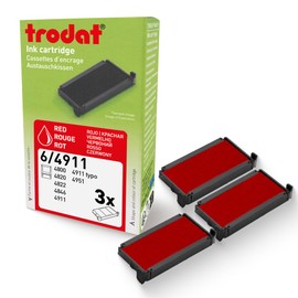 Trodat Replacement Pads, Printy 4911 Stamp, 3 Pack, Red