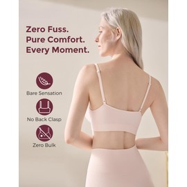 Momcozy Nursing Bras for Breastfeeding and Sleep, Seamless Soft & Stretchy Maternity Bra, V Neck Wireless Pregnancy Bralette