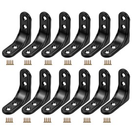 12PCS Black Shelf Brackets for Wall Shelves – 2 x 2 Inch Metal L Bracket Set – Shelf Brackets Black Wall Mounted for Floating Shelving – Heavy Duty Shelf Support for Home, Office, Kitchen