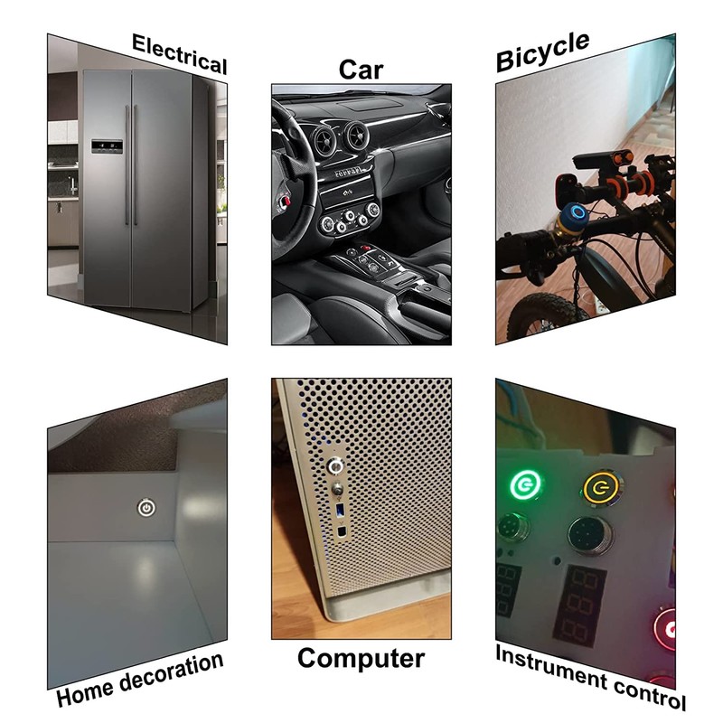 DMWD 2Pcs 16mm Metal Latching Push Button Switch Waterproof 7Amp