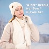 Qlauca Winter Gloves Beanie Scarf Set for Women Men knitted
