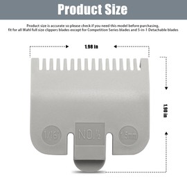 Guard Replacement for Wahl Clipper Guards Set Hair Clipper and Trimmer, Clipper Guide Comb #3137-101 - Grey #1/2-1/16" (1.5mm) (2 Pack)