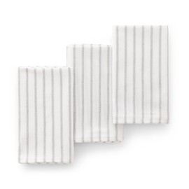 GAMUSI Pack of 3 Cotton Tea Towels 45 x 70 cm Light Grey