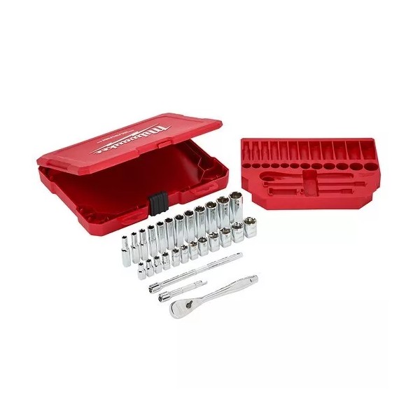 MILWAUKEE 48-22-9504 1/4" DRIVE 28 PIECE RATCHET & SOCKET SET