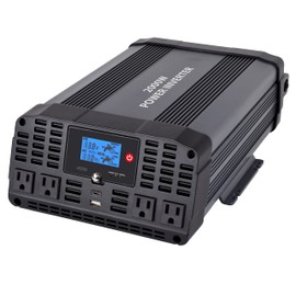 Technaxx Car Power Inverter TE22 with LCD Display, 4X Plugs, 2xUSB Ports, Pure Sine Wave, TÜV Rheinland Certified, converts 12v to 120v - Power Output is 2000W (Continuous) & 4000W (Peak)