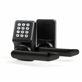 Keyless Entry Door Lock with Handle - IC Card and Anti-peep Password - Easy Installation for Home, Hotel - Matte Black