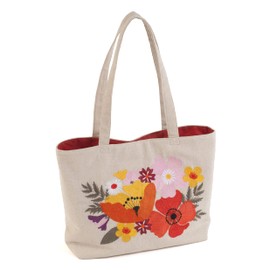Hobby Gift Shoulder Tote Craft Bag, Embroidered Wildflowers