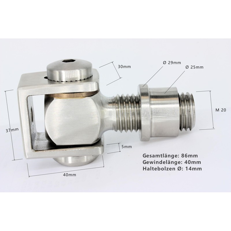 UHRIG Gate Hinge Stainless Steel M20 V2A Steel Hinge, Adjustable