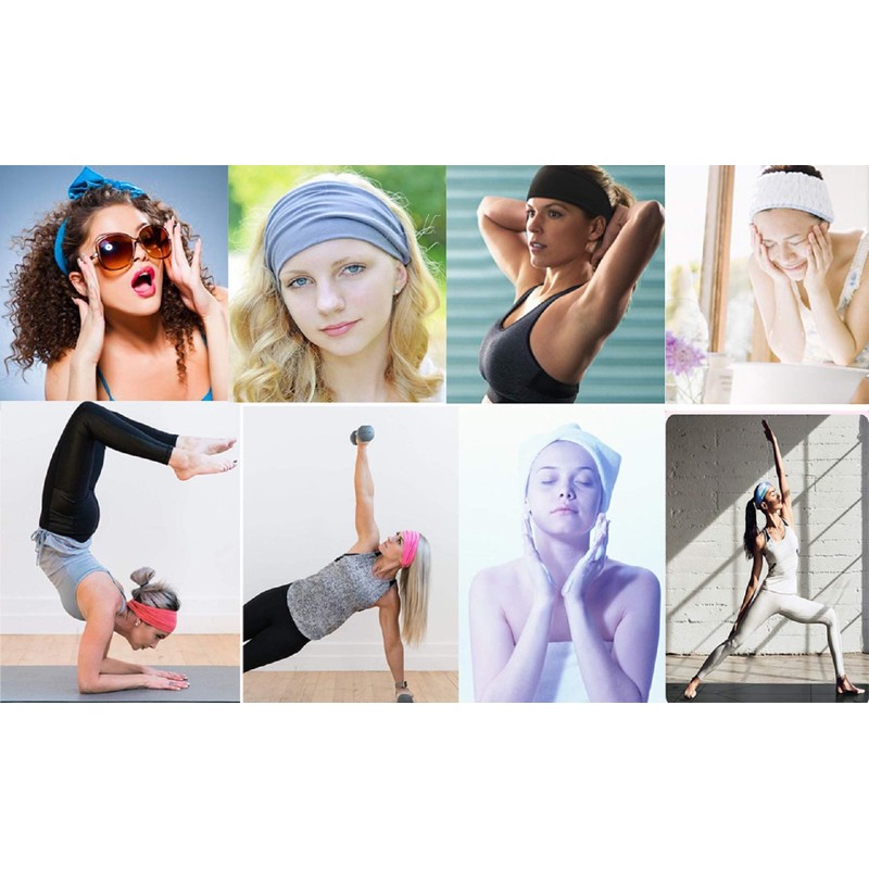 K-Elewon 3 Pack Women Wide Elastic Head Wrap Headband Sports