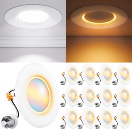 Sunco 12 Pack 5CCT LED Recessed Lighting 4 Inch with Night Light, 2700K/3000K/4000K/5000K/6000K Selectable, Dimmable Lights, 8W, 700LM, Damp Rated, Retrofit Installation - ETL.