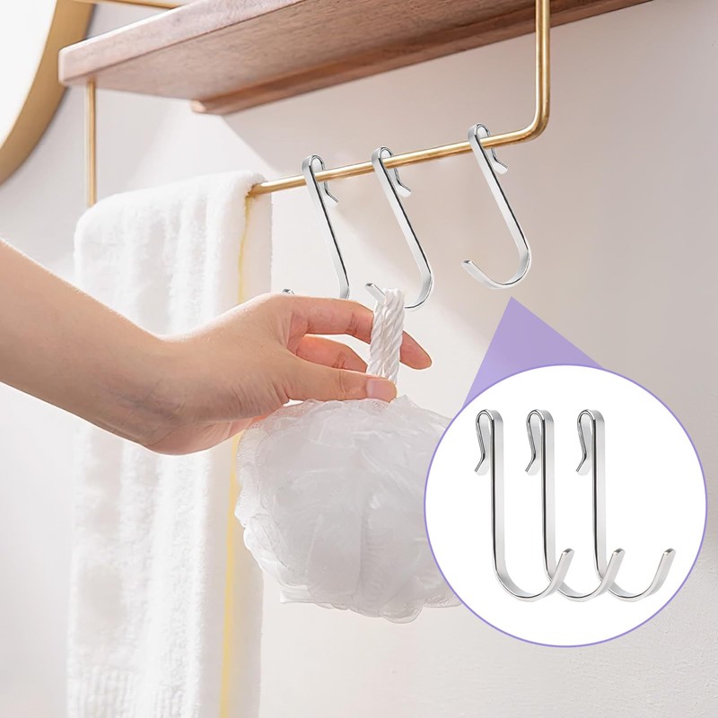 30 PCS S-Shaped Stainless Steel Hanger Clip-on Hook, Silver Wire