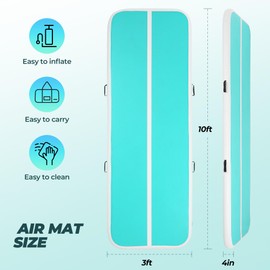 Inflatable Gymnastics Mat 10FT Air Track Tumbling Mat with Air Pump for Home Gym Training Yoga Water Cheerleading