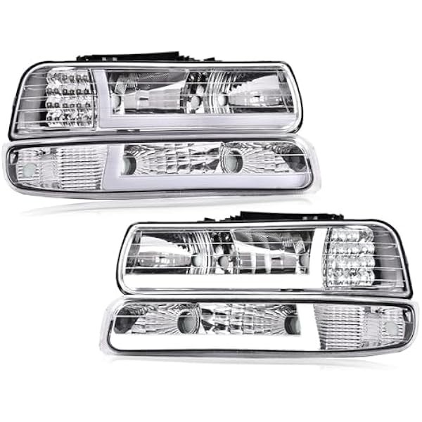PIT66 LED DRL Headlight Assembly, Compatible with 1999-2002 Chevy Silverado