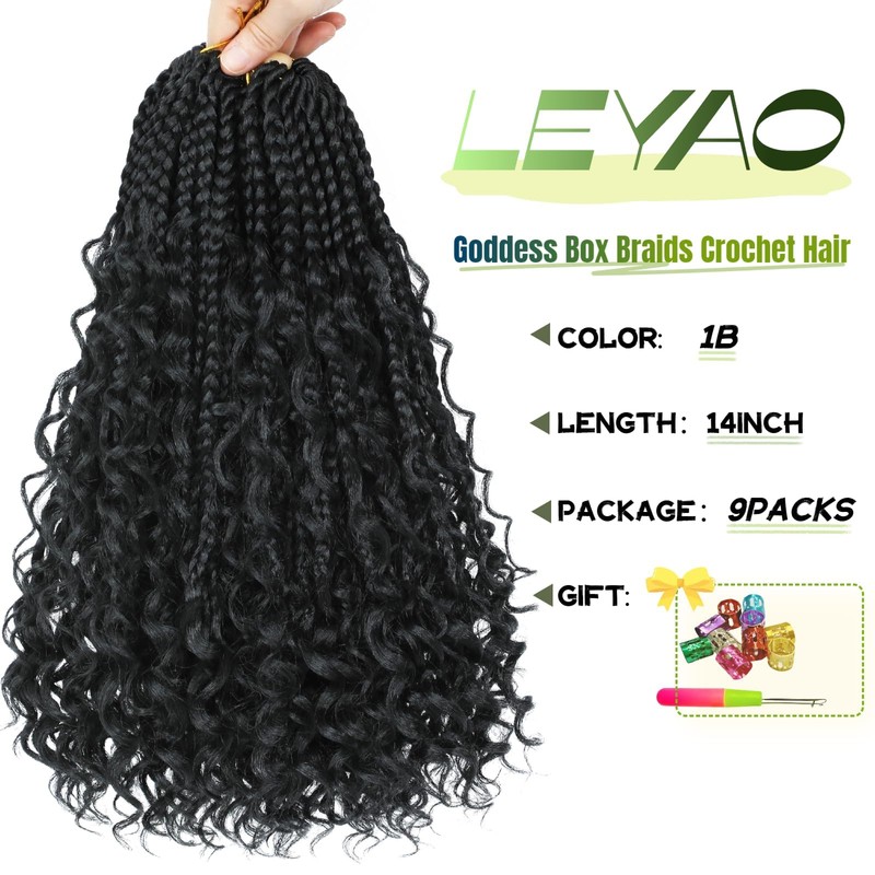 9 Packs Boho Box Braids Crochet Hair 10 Inch Goddess