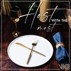 Vikko Salad Plate, Set of 4 White Plates, Bone China, Stackable 10 Inch Dinner Plates, Dishwasher Safe