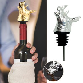 Pack of 2 Pourers for Wine Bottles, Spirits, Metal Wine Stoppers, for Wine Bottles, Oil Bottles, Spice Bottles (Gold and Silver) (Rhinoceros Head)