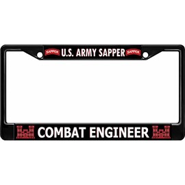 U.S. Army Sapper Combat Engineer Black License Plate Frame