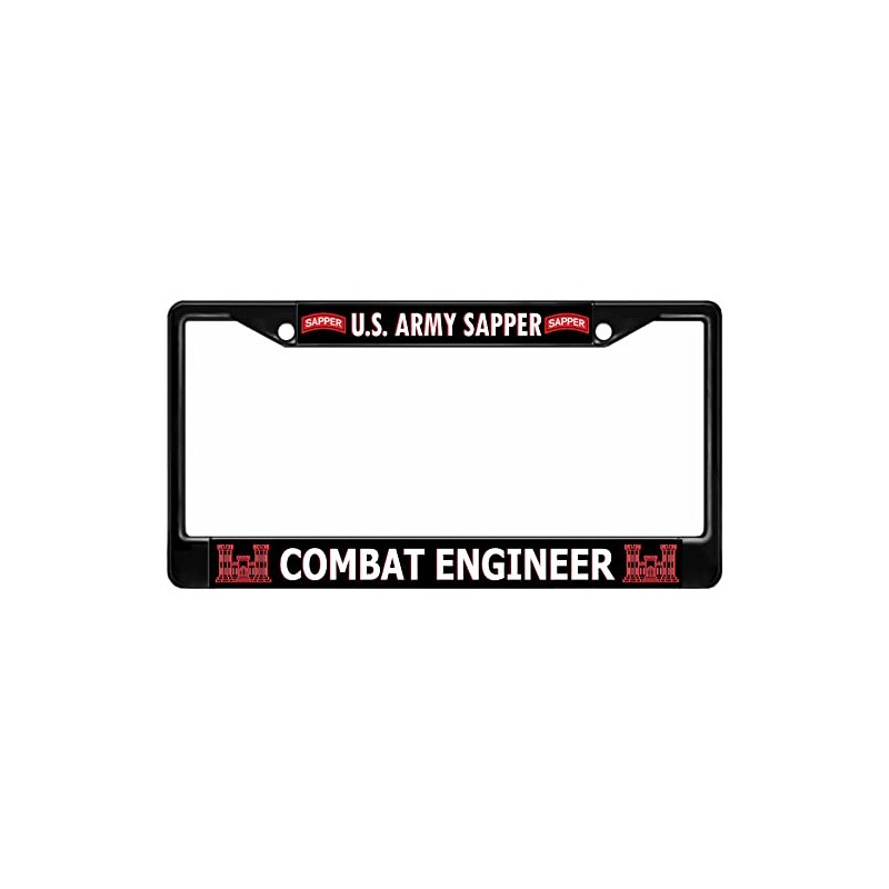 U.S. Army Sapper Combat Engineer Black License Plate Frame
