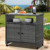 STRPRETTY BASIC Outdoor Wicker Storage Cabinet - Patio Bar Table