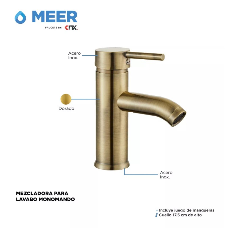 Meer Faucets By Cnx Mezcladora Monomando Para Lavabo Y Contra