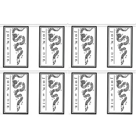 Join Or Die White Benjamin Gadsden 12x18 Bunting String Flag Banner (8 Flags) - Quality Flags