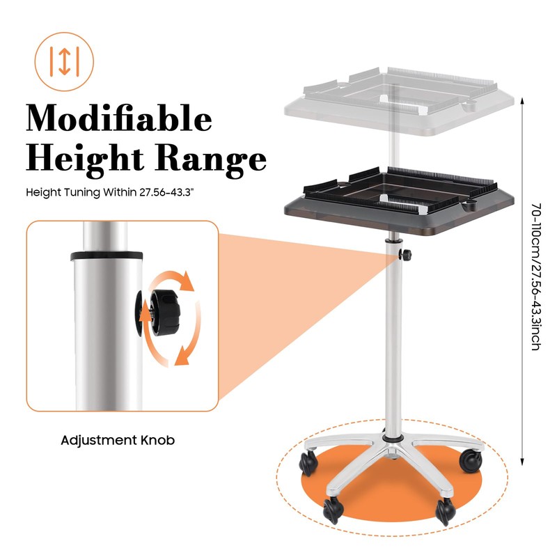 Hair Extension Tool Tray Trolley Cart, Height Adjustable w/RemovableTray