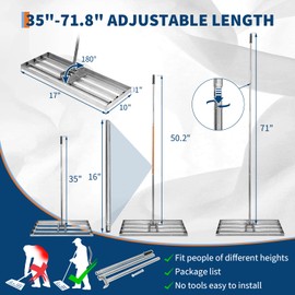 Lawn Leveling Rake,Steel Leveling Rake for Soil,Yard Dirt Leveling Rakes for Grass,Lawn Leveling Tool with Adjustable Handle (Sliver Steel 30”x10”)
