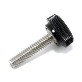 #8-32 x 3/4" Thumb Screw Stainless Steel - Black Knurled Round Plastic Knob - Standard/Coarse Thread Thumbscrew - Length: 0.750" - Proudly Built in USA - Package of (10)