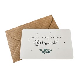 Will You Be My Bridesmaid? Wedding Proposal Eucalyptus Sentimental Metal Wallet Card (With Kraft Envelope)