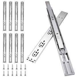 18 inch Drawer Slides 4 Pairs (8pcs) Soft Self Close Full Extension Ball Bearing Drawer Slides 3 fold Full Stretch Side Mount Drawer Slides 100 LB Capacity Drawer Slide 18" Silver