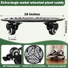 1 Pack 16 inches Extra-large Metal Plant Caddy with Wheels