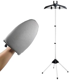 TONINT Garment Steamer Ironing Gloves and Handheld garment steamer clothes rack, Grey Ironing Gloves + clothes rack, 9.5x6x1.2 inches