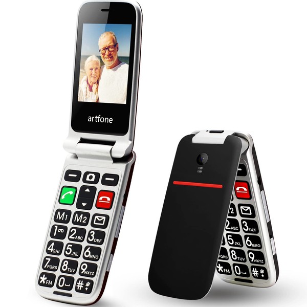 artfone CF241 Senior Mobile Phone Folding Mobile Phone without Contract with SOS Emergency Call Button, Dual SIM Pensioner Mobile Phone Large Buttons Mobile Phone for Elderly People, Large Button