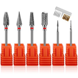 Pack of 7 Nail Drill Bits, Nail Cutter Attachments, Nail Drill Bits Professional Nail Drill Bits Manicure Carbide, Remove Gel Nails, with Brush (Style 2)