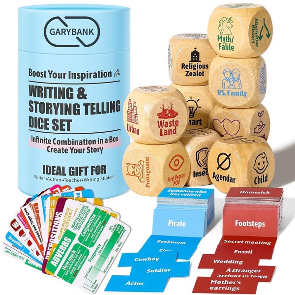 Garybank Inspiration Writing Prompt Dice - W/13 Writing Skill Cards
