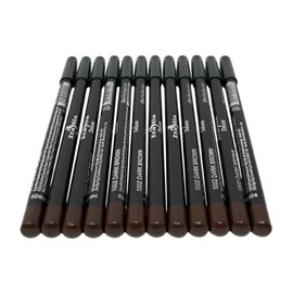 12 pcs Italia-Deluxe Ultra Fine Eyeliner, Creamy, Long Lasting, High Pigmented Pencil (1002 DARK BROWN)