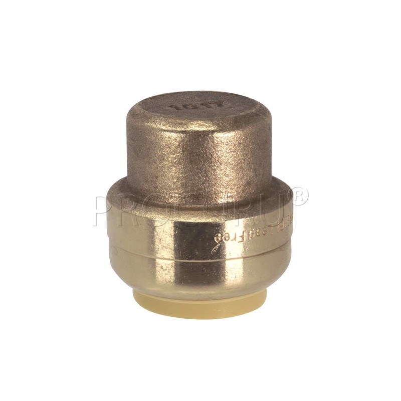 [10-Pack] PROCURU 3/4-Inch PushFit End Cap, Push-to-Connect Plumbing Brass Fitting