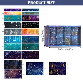 20 Rolls Washi Tape Set "Starry Night" Paper Tape, Versatile Masking Tape Set with Glitter and Vintage Motifs, Ideal for Scrapbooking, Journaling & Decoration, Practical Organiser Box Washi Tape