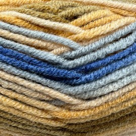 Wooly Multicolor Soft Fluffy Bulky Weight #5 Wool Blended Fast Knitting Crocheting Yarn, 25% Wool 75% Acrylic, 100 Gram (3.53 Ounces) 109 Yards (100 Meters) (Beige Shades, Blue Shades, Brown)