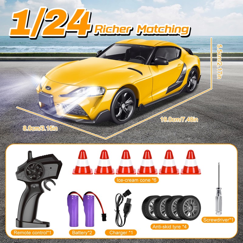 BuzzoXerex RC Drift Car 1:24 (Yellow)