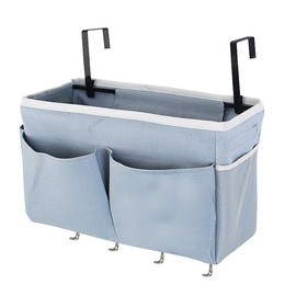 Retyion Bedside Storage Bag with 4 Hooks Multi-Function Hanging Organizer Caddy for Headboards Bunk Bed Hospital Bed (Grey)