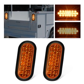 Wodvyss 2Pcs 6.3" LED Oval Amber Strobe Lights 24LED Recessed with Triple Flash Patterns for Truck Towing Trailer Lights Lamps, Rubber Grommets and 3-Prong Wire Pigtails Included, 10V-30V